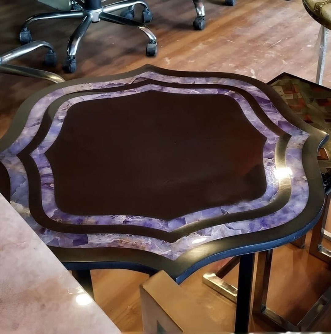 Modern Black Marble Coffee Table Marble Side Table Purple - Etsy