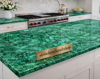 Luxury Malachite Stone Slab – Natural Green Gemstone Countertop – Dining Table Top – Custom Malachite Table