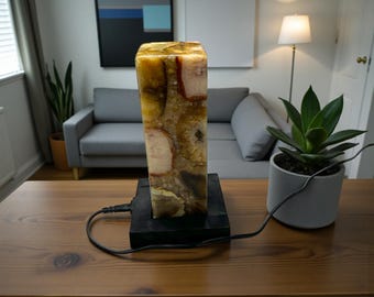 Handmade Agate LED Table Lamp, Geode Crystal Night Light