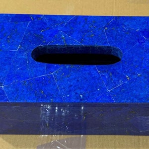 Blauer Lapislazuli Tissue Box Halter, Serviettenhalter, Badezimmerzubehör, Marmor Tissue Box Cover, Home Office Decor Handmade