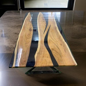 Black Epoxy Kitchen Table Top Live Edge Conference Room Luxury ...