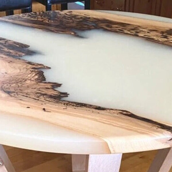 Epoxy Table Top, White Epoxy Table, Resin Round Table,Epoxy Resin River Table, Custom Table Walnut Table Living Room Furniture,outdoor table