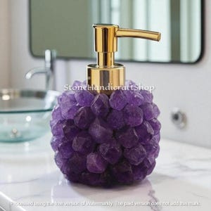 Amethyst Crystal Soap Dispenser: Elegant Bath & Kitchen Decor