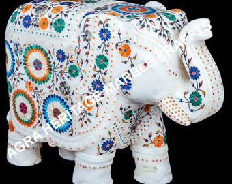 大理石の象の像 装飾置物 動物愛好家へのホームデコレーションギフト