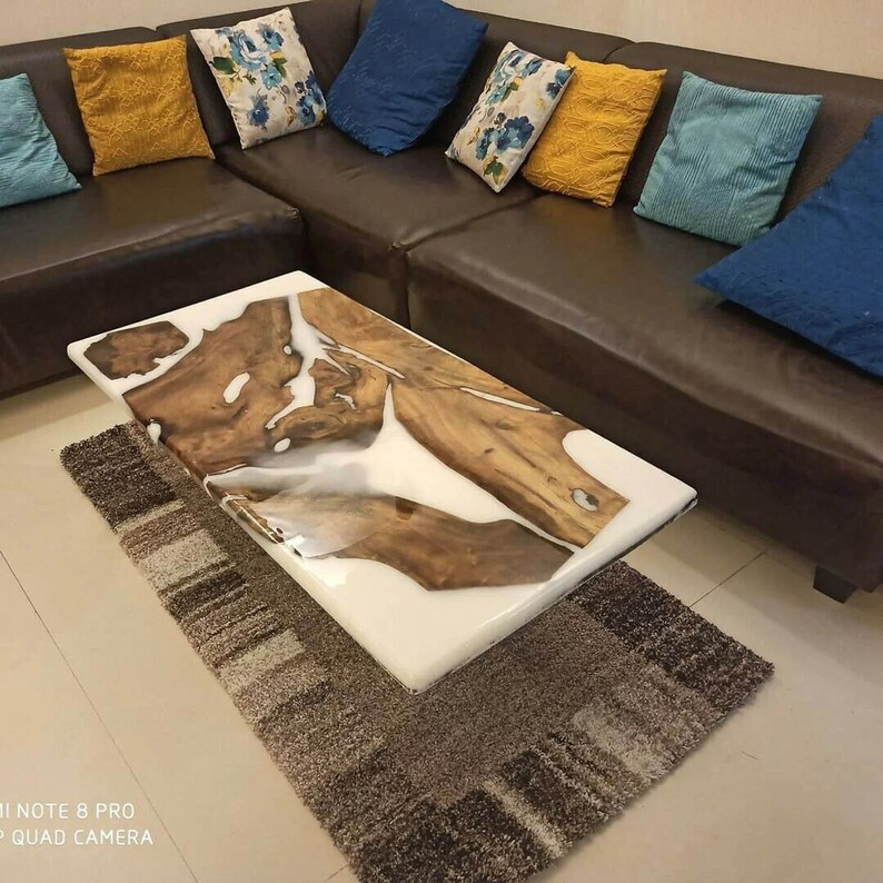 White Epoxy Table Topepoxy Coffee Tableepoxy Dining Etsy