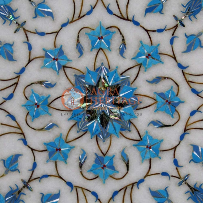 12x12 Marble White Wall Decor Tile Turquoise Etsy