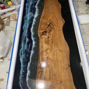 Epoxy Resin Table Top, Ocean Waves Tables, Resin Dining Table, Sofa Center Table, Live Edge Coffee Table, Home & Outdoor Decors