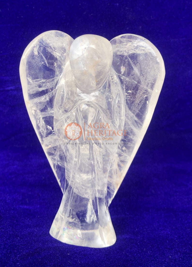 4 Real Crystal Quartz Stone Angle Sculpture Inlay Patio Decor Good Wishes Gift Art