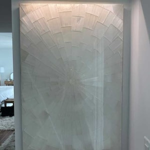 Selenite Stone Wall Panel, Selenite Tiles, Selenite Wall Decor, Luxury Gem Stone Furniture, Healing Crystal Handmade Arts, Home Decorative