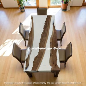 Weiß Epoxy Esstisch Mid Century Modern Sofa Center Luxus Möbel Akazienholz Premium Qualität Handmade Art Home Interior Dekore