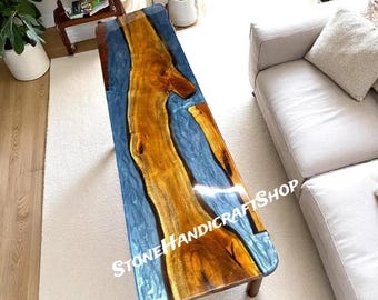 Made to Order Blue Epoxy Table Top: Resin Dining Table (48"x24")