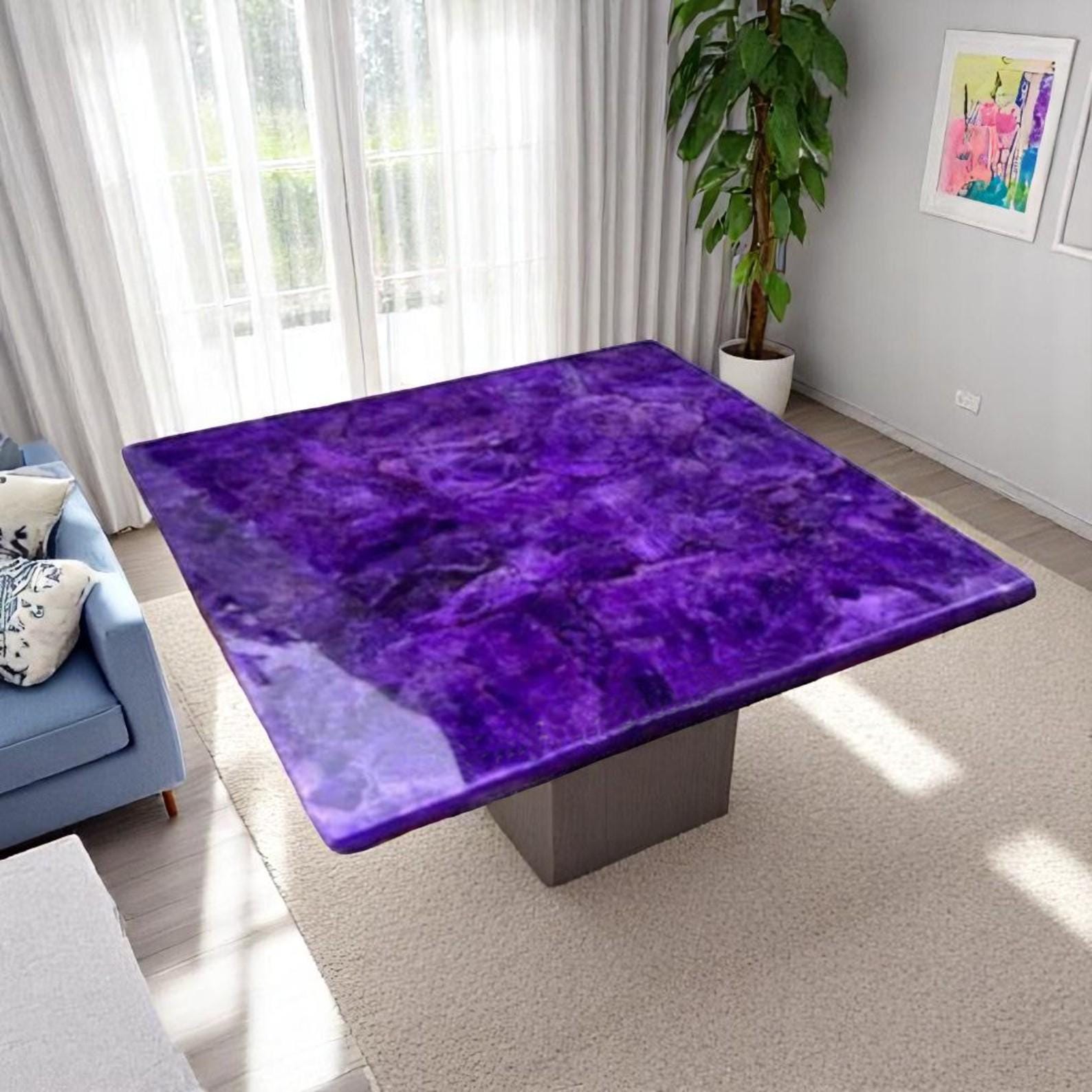 Amethyst Stone Coffee Table: Modern Art Center Table, Healing