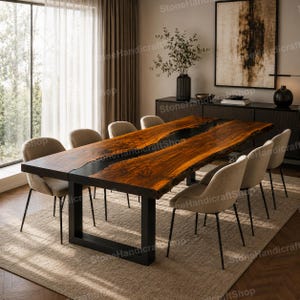 Live Edge Black Epoxy River Esstisch, Akazienholz Küchenplatte Luxus Bar Arbeitsplatte