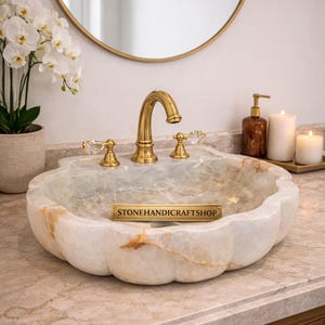 Natural Blue Onyx Sink – Handmade Luxury Bathroom Basin | Rectangular Stone Vessel Sink