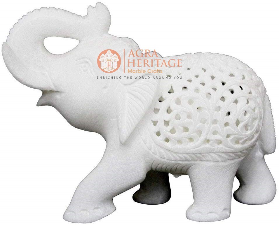 手作りの白い大理石の象の像、室内装飾、4インチ - Etsy 日本