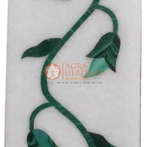 12&quot;x4&quot; Marble White Wall Decor Tile Malachite Pietradura Precious Design Coulombs Gift