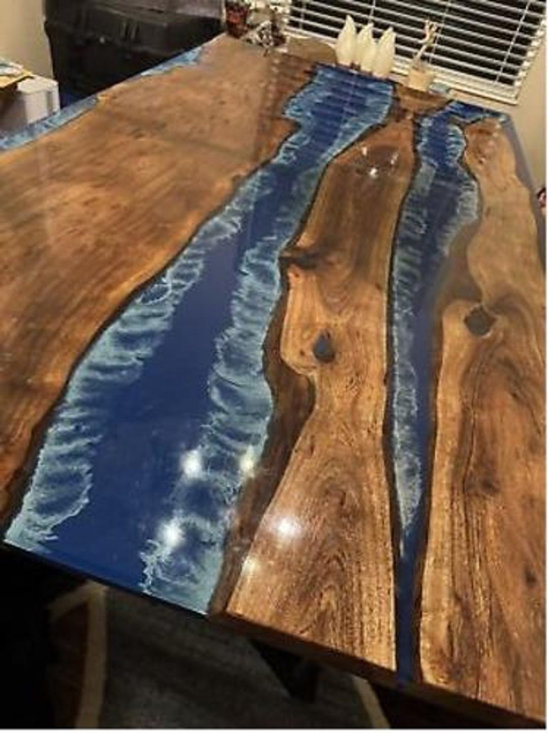 Blue Ocean Wave Epoxy River Dining Table Sofa Center Hallway Furniture ...