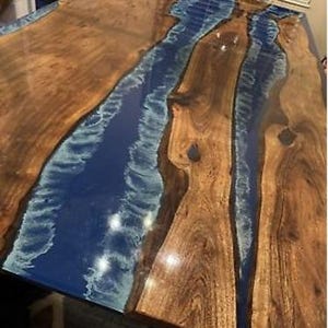 Blue Ocean Wave Epoxy River Eettafel Sofa Centrum Hal Meubels Handgemaakte Aanrecht Keukenplaat Acaciahout Console Bar Bureau Decors