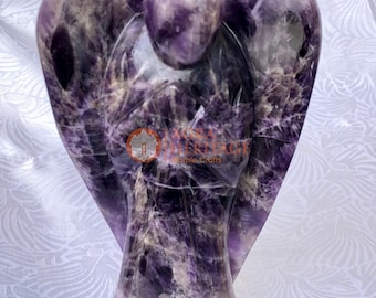 Unique Amethyst Stone Angle 6" Hand Curved Housewarming Black Friday Gift Decoration Art