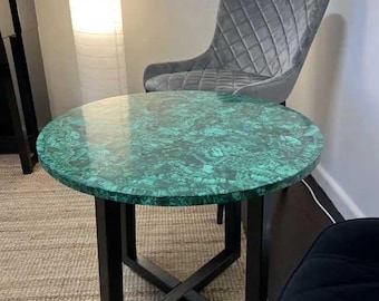 Handmade Malachite Gemstone Side Table: Luxury Hallway Decor