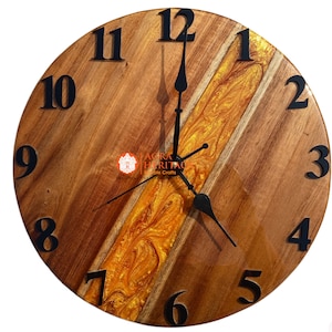 Elegant Look Epoxy Wooden Wall Clock, Resin Arts Tops Clock, Handmade Furniture Clock, Personalized Top Clock, Custom Made epoxy Resin Clock