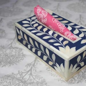Bellissima scatola di carta velina con intarsi in osso, porta tovaglioli, squisito design di foglie di alta qualità, lavoro artigianale, regalo personalizzato per i propri cari