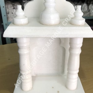 Marble Mini Pooja Temple Handmade Design Mandir for Home Religious Temple Gift Decor | 10"x6" Inch