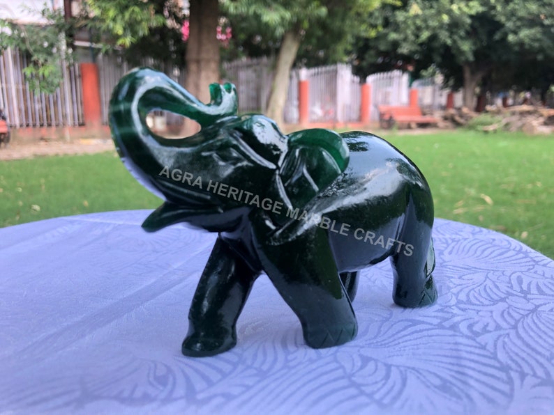 Jade Elephant Statue Natural Green Aventurine Elephant Hand Etsy