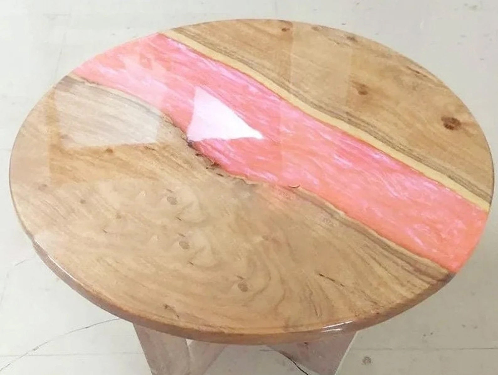 Round Coffee Table Pink Epoxy Tables End Table Epoxy Dining Etsy