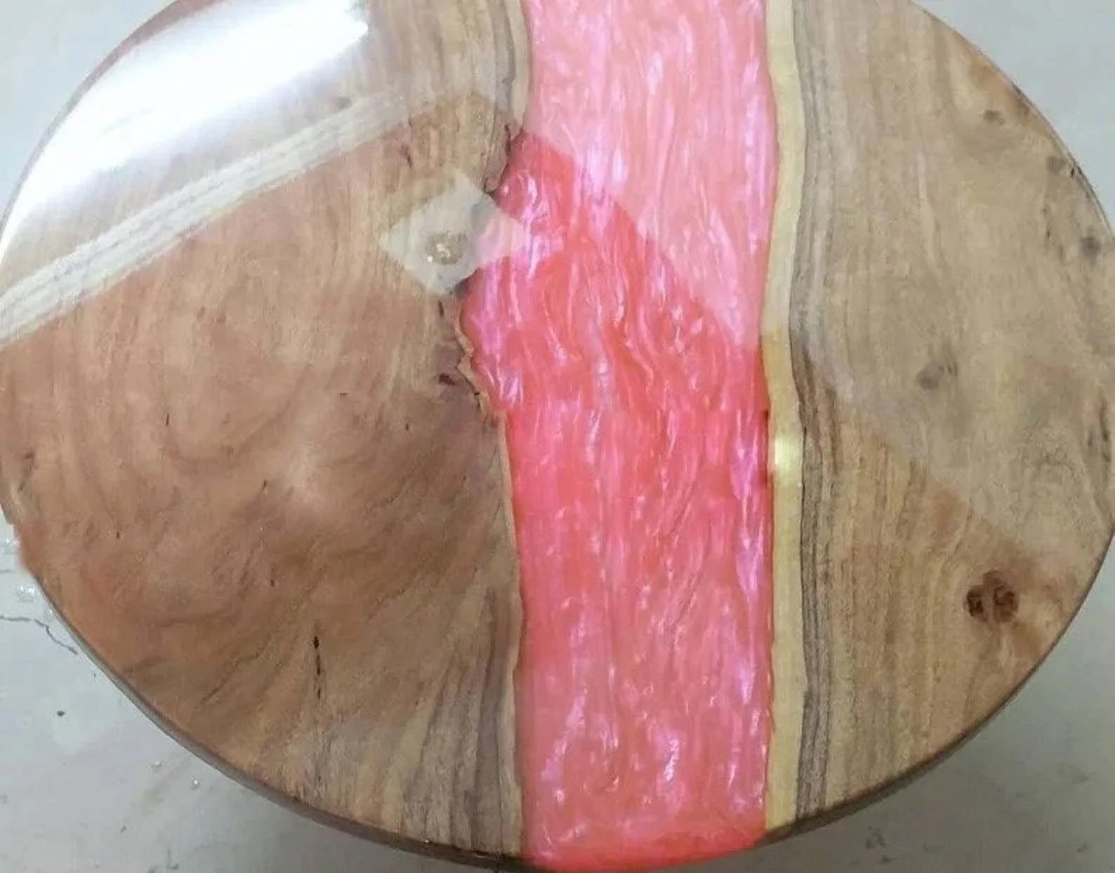 Round Coffee Table Pink Epoxy Tables End Table Epoxy Dining Etsy