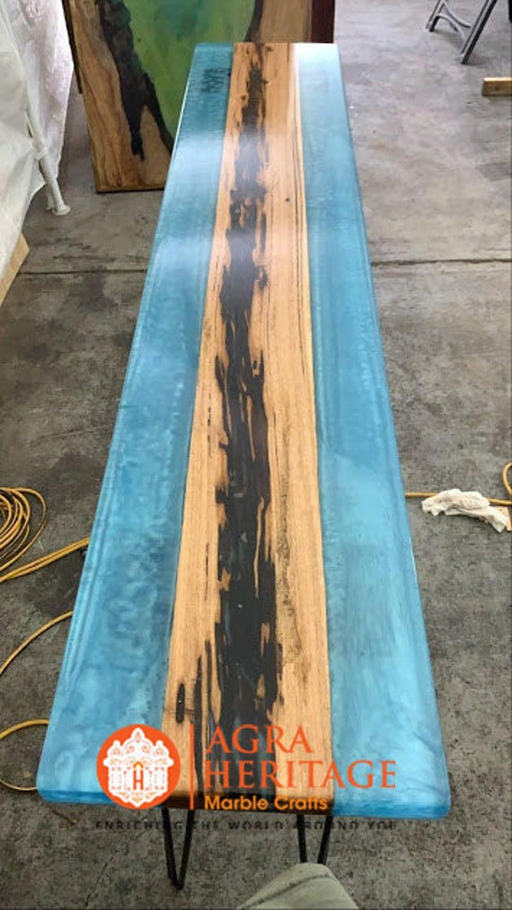 Custom Made Epoxy Resin Top Console Dining Table Handmade Etsy