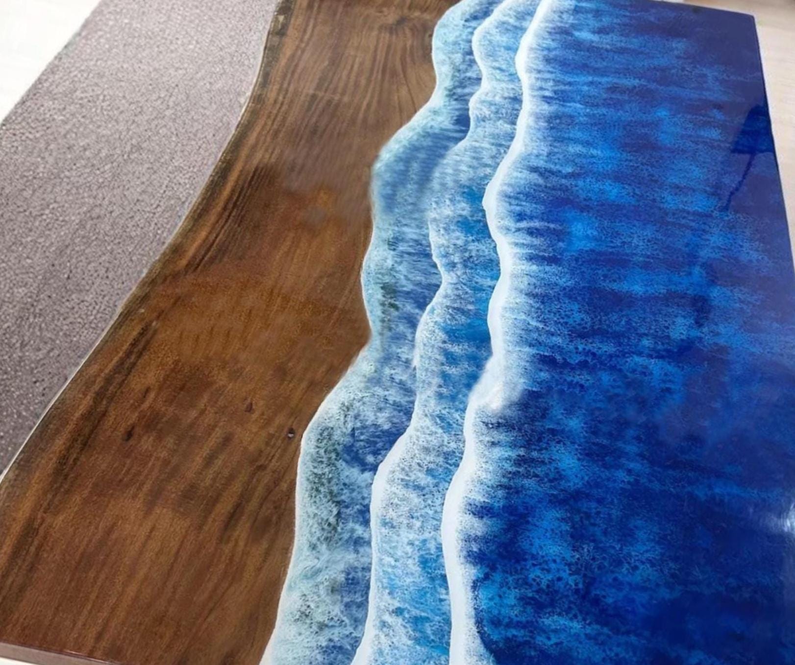 Custom Ocean Epoxy River Dining Table: Live Edge Wood Slab Art - Etsy