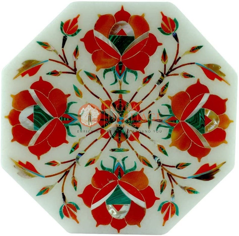 Top Marble White Jewelry Trinket Box Carnelian Marqutery Inlay Floral Art Home Decor Gift