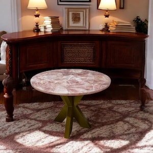Rose Quartz Stone Coffee Table Top Crystal Healing Sofa Center Luxury Furniture Console Bar Desk Office Meeting & Living Room Interior Decor