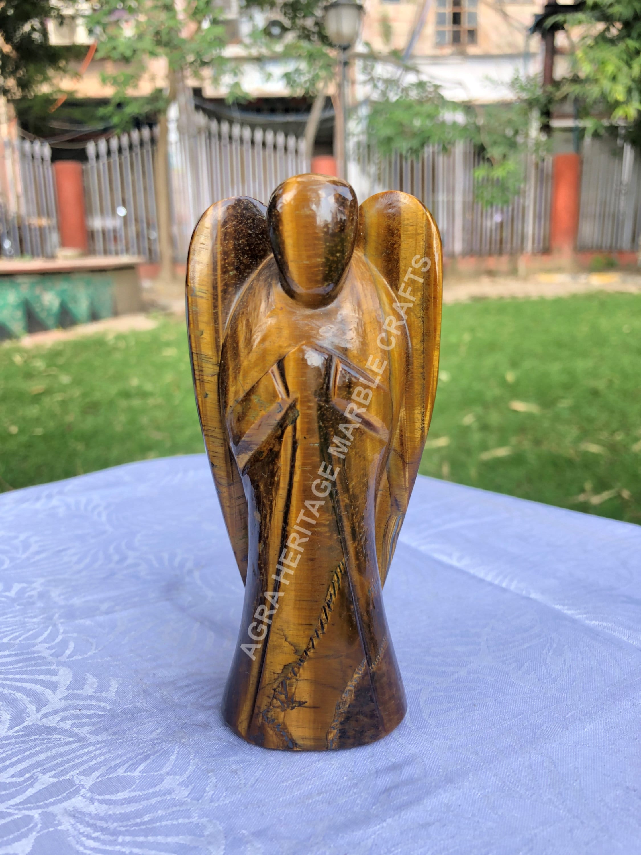 Tiger Eye Angel Statue Hand Carved Angel Sculpture Semi Etsy
