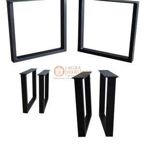 May include: Black metal table legs in various styles. The image shows four sets of legs, including square and U-shaped designs. The text at the bottom reads, "For all Tables we use only this types of legs."