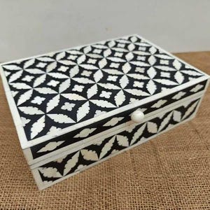 Premium Quality Inlay Jewelry Box Real Bone Floral Design Handmade Box Artisan Gift Home Decor