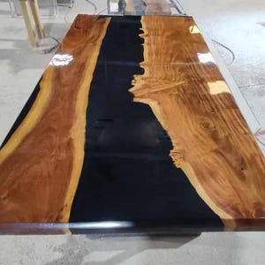 Exclusive Black Epoxy Countertop Dining Table Handmade Luxury Furniture ...