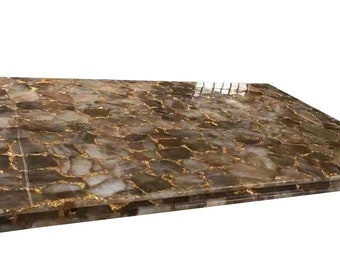Agate Gemstone Coffee Table Top, Handmade Furniture Decor