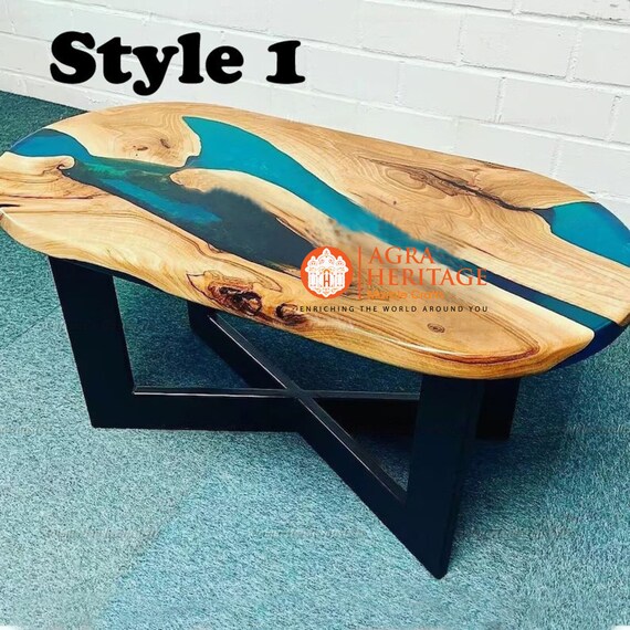 Epoxy Table With Clear Resin Custom Table Live Edge Wooden Etsy