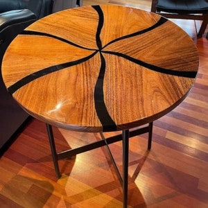 Acacia Wood Epoxy Table Top, Round Coffee Table, Kitchen Dine Table, Epoxy Countertop Desk, Home & Cafeteria Decor