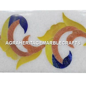 Decorative White Marble Flooring Tiles  Precious Inlay Stone Design Housewarming Gift