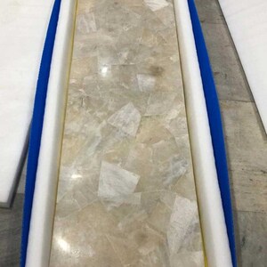 Handmade White Quartz Dining Table Top: Luxury Kitchen Counter Slab