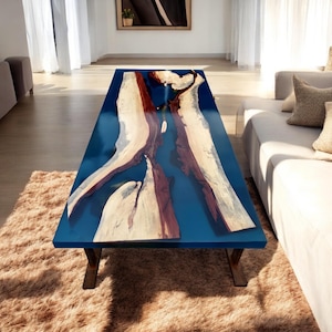 Elegant Epoxy Resin Sofa Center Table, Handmade Dining Table, Live Edge Countertop Outdoor Furniture, Living Room Interior Cafeteria Decor