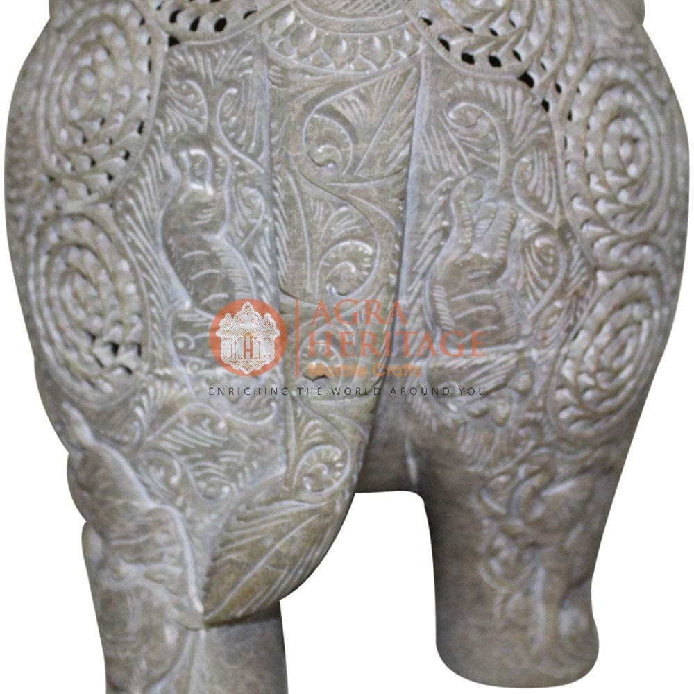 象の石彫刻 大理石 大理石の象の像 装飾置物 動物愛好家へのホームデコレーションギフト