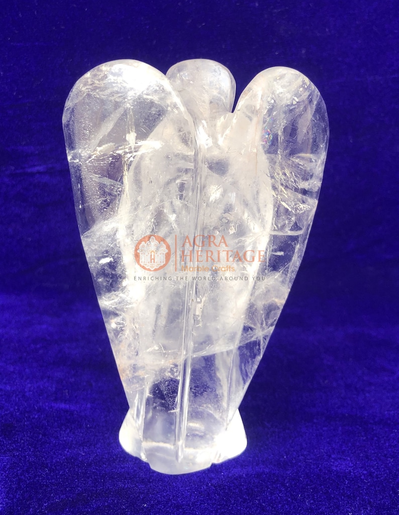 4 Real Crystal Quartz Stone Angle Sculpture Inlay Patio Decor Good Wishes Gift Art