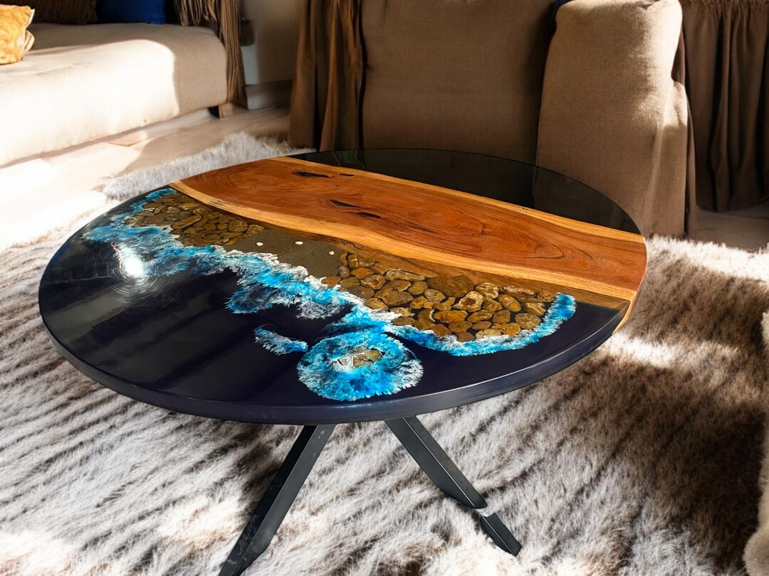 Handmade Ocean Wave Epoxy Resin Coffee Table: Unique Art Decor - Etsy