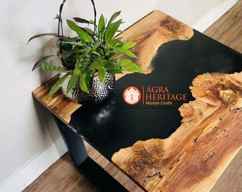 Schwarzer Epoxy Tisch | Epoxy Tisch | Resin Tisch | Tisch aus Holz | Esstisch | Mittlerer Tisch Custom Order | Beistelltisch | Beistelltisch