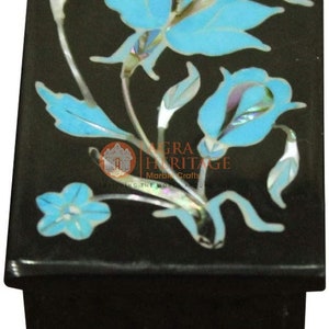 1,5 "x 2" Marmor schwarz Trinket kundenspezifische Schmuckkästchen Türkis eingelegtes Blumen Marquette Kunst-Halloween-Geschenk