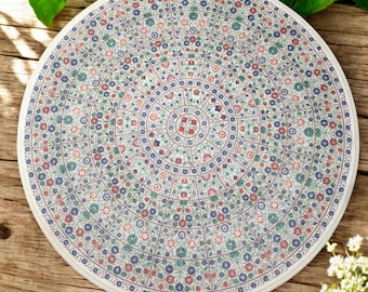 Tablero de mesa de centro redonda de mármol blanco de 60": Incrustaciones de piedras preciosas Pietradura Art